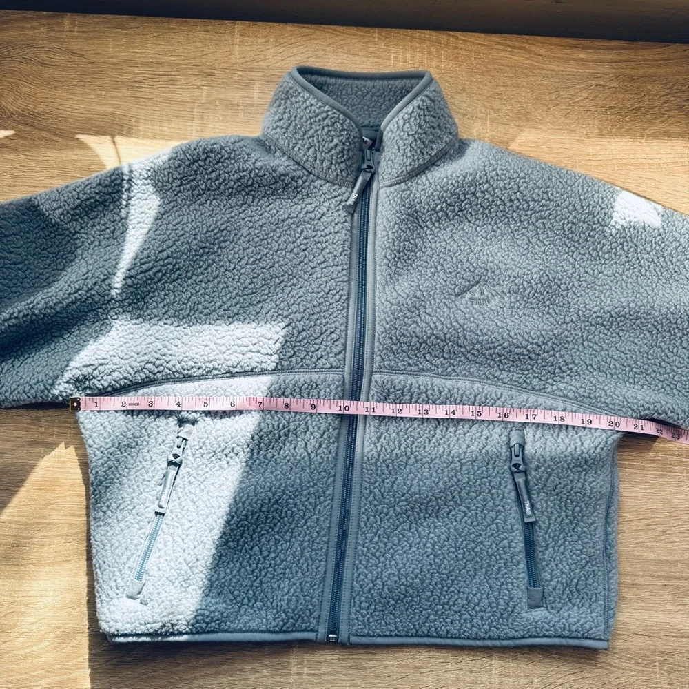 Aritzia TNA Polartec Fleece Thermal Hi-hip Zip Hoodie Shady Blue Small - Picture 4 of 7